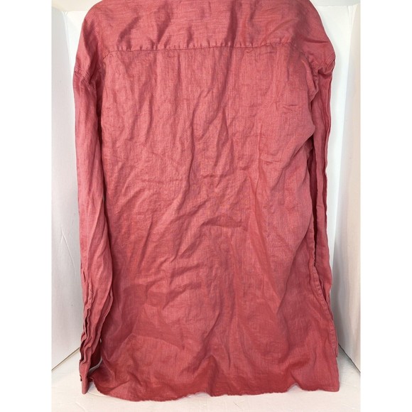 Burma Bibas Short Sleeve Button Up Shirt Men's Large 100% Linen - Picture 8 of 16